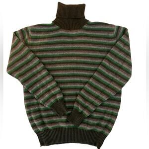 DAKS London 100% Cashmere Striped Turtleneck Made in Scotland, size M
